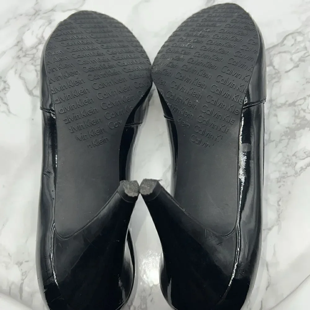 CALVIN KLEIN “Maeve” Black Patent Peep Toe Pump-7M